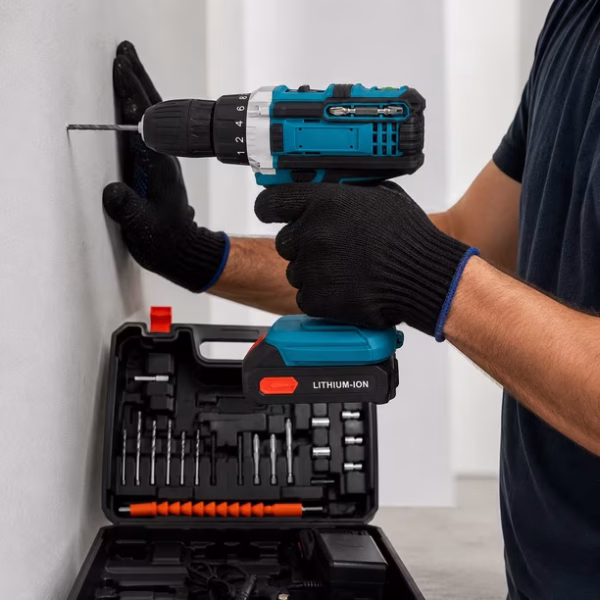 Taladro Percutor Inalámbrico 2 Baterías Maleta Y Accesorios